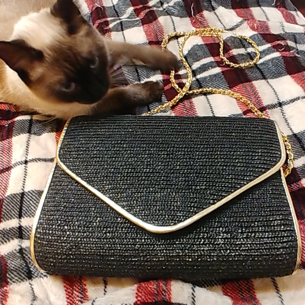 Vintage Black and Gold Evening Bag